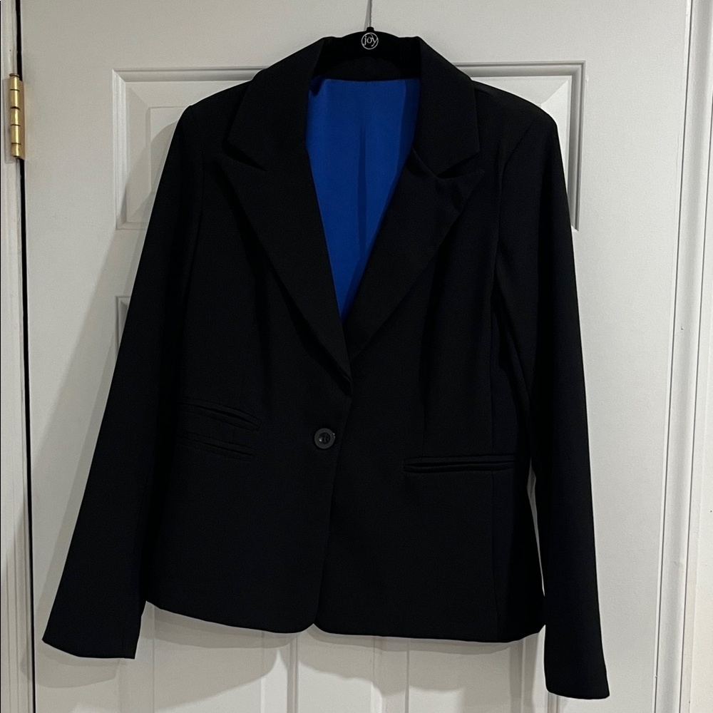 Women's Black Blazer with Blue Lining